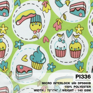 ผ้าพิมพ์คัพเค้ก(เขียวอ่อน) - primary