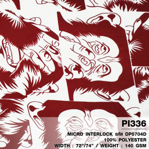 ผ้าพิมพ์คิงคอง(ขาวเลือดหมู) - primary