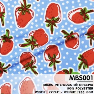 ผ้าพิมพ์จุด สตอเบอรี่(ฟ้า) - primary