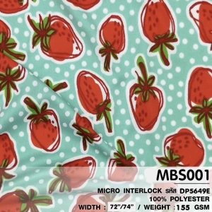 ผ้าพิมพ์จุด สตอเบอรี่(เขียวมิ้นท์) - primary