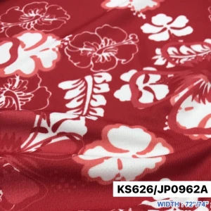 ผ้าพิมพ์ชบาสงกรานต์(แดง) - primary