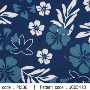 ผ้าพิมพ์ชบาใบขาว(เขียว)