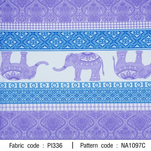 ผ้าพิมพ์ช้างพาสเทล(ม่วง)