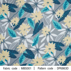 ผ้าพิมพ์ดอกใบไม้(เทา) - primary