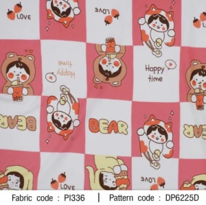 ผ้าพิมพ์ตารางBear(ชมพู) - primary