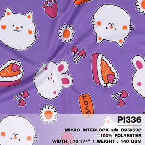 ผ้าพิมพ์ต่ายคัพเค้ก(ม่วง) - primary