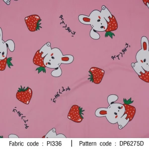 ผ้าพิมพ์ต่ายสตอเบอรี่(ชมพู) - primary