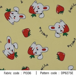 ผ้าพิมพ์ต่ายสตอเบอรี่(เหลือง) - primary