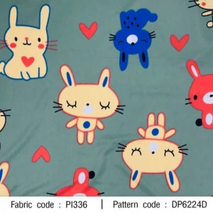 ผ้าพิมพ์น้องกระต่าย(เขียว) - primary