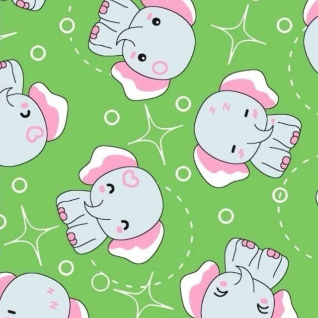 ผ้าพิมพ์น้องช้าง(เขียว)