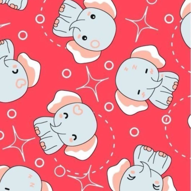 ผ้าพิมพ์น้องช้าง(แดง)