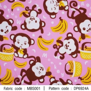 ผ้าพิมพ์น้องลิงกินกล้วย(ชมพู) - primary
