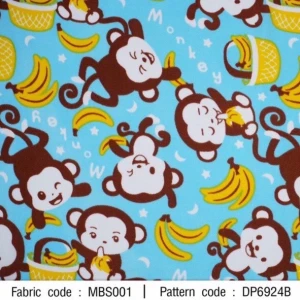 ผ้าพิมพ์น้องลิงกินกล้วย(ฟ้า) - primary