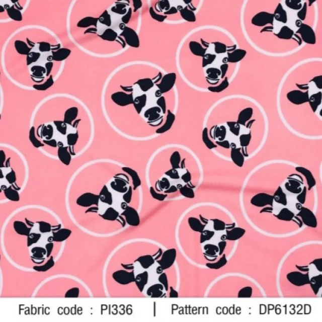 ผ้าพิมพ์น้องวัว(ชมพู)