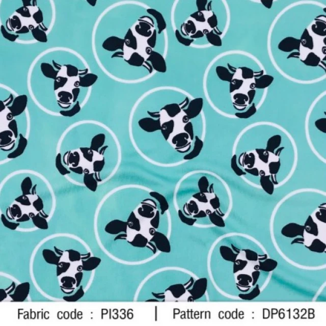 ผ้าพิมพ์น้องวัว(เขียว)