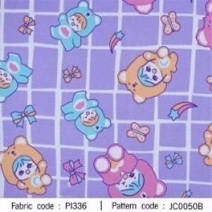 ผ้าพิมพ์น้องหมีตาราง(ม่วง) - primary