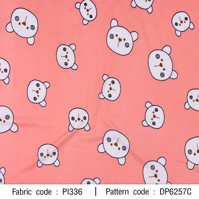 ผ้าพิมพ์น้องหมีลายเส้น(ชมพู)
