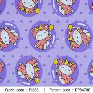 ผ้าพิมพ์น้องฮันนี่หัวใจ(ม่วง) - primary