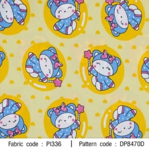 ผ้าพิมพ์น้องฮันนี่หัวใจ(เหลือง) - primary