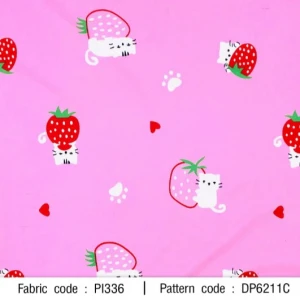 ผ้าพิมพ์น้องแมวสตอเบอรี่(ชมพู) - primary