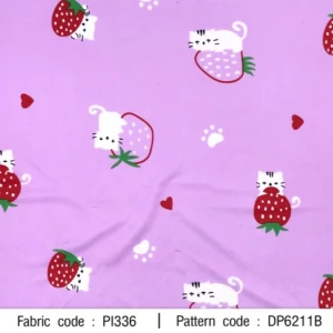 ผ้าพิมพ์น้องแมวสตอเบอรี่(ม่วง) - primary