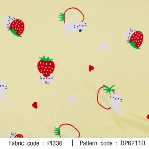 ผ้าพิมพ์น้องแมวสตอเบอรี่(เหลือง) - primary