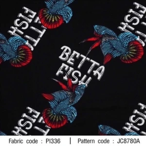 ผ้าพิมพ์ปลากัดมีขา(ดำ) - primary