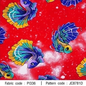ผ้าพิมพ์ปลากัดหางแดง(แดง) - primary