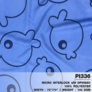 ผ้าพิมพ์ปลาแก้มป่อง(น้ำเงิน) - primary