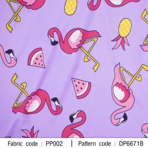 ผ้าพิมพ์ผลไม้ฟลามิงโก้(ม่วง) - primary