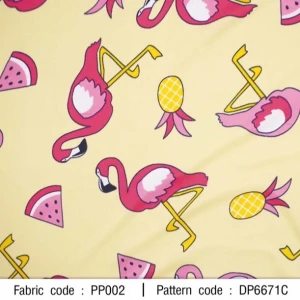 ผ้าพิมพ์ผลไม้ฟลามิงโก้(เหลือง) - primary