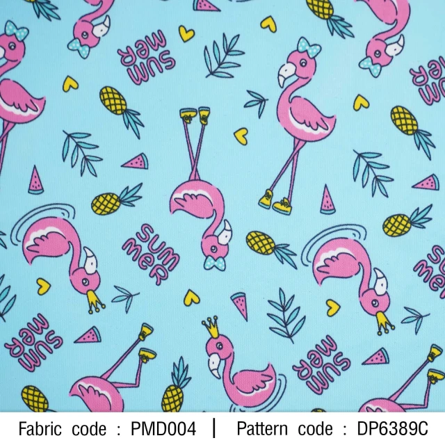 ผ้าพิมพ์ฟลามิงโก้ซัมเมอร์(ฟ้า)
