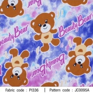ผ้าพิมพ์มัดย้อม Beauty Bear(น้ำเงินม่วง) - primary