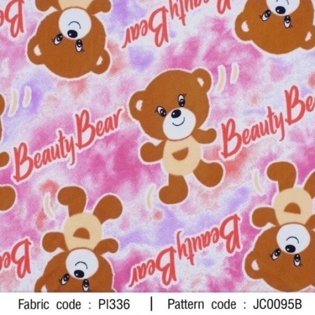 ผ้าพิมพ์มัดย้อม Beauty Bear(ชมพูม่วง)