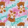 ผ้าพิมพ์มัดย้อม Beauty Bear(มิ้นท์ชมพู) 