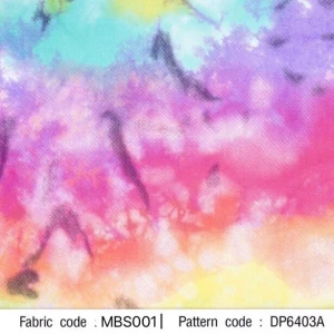 ผ้าพิมพ์มัดย้อมคลื่น(ม่วงฟ้าเขียว) - primary