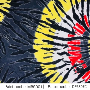 ผ้าพิมพ์มัดย้อมวงกลม(ดำเหลืองแดง) - primary