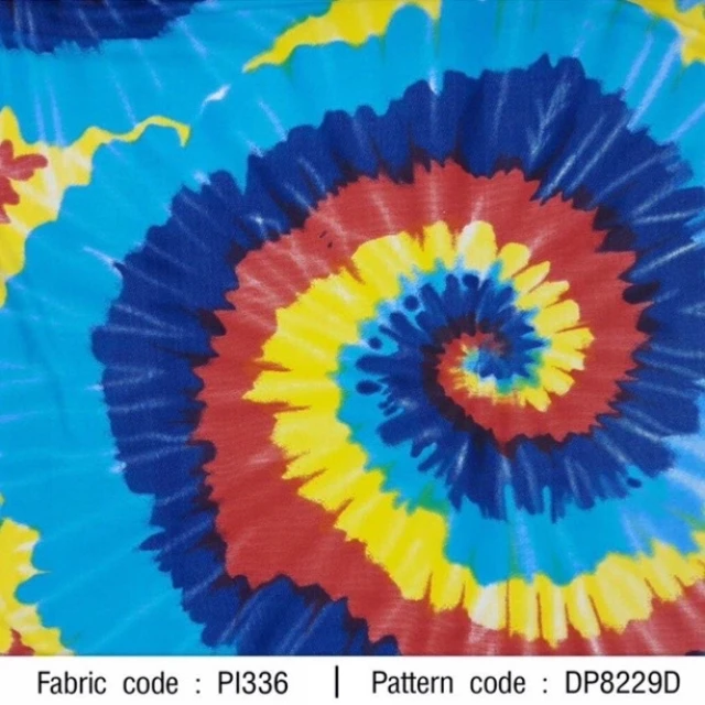 ผ้าพิมพ์มัดย้อมวงกลมใหญ่(ฟ้านง.แดงเหลือง)
