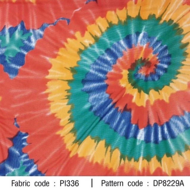 ผ้าพิมพ์มัดย้อมวงกลมใหญ่(แดงส้มเขียวนง.)