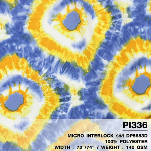 ผ้าพิมพ์มัดย้อมโดนัท(น้ำเงินเหลือง) - primary