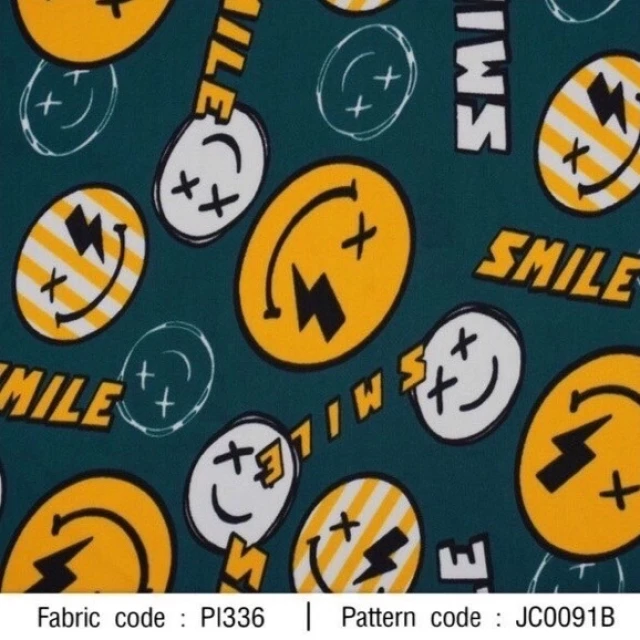 ผ้าพิมพ์ยิ้มสตรีท(เขียว)