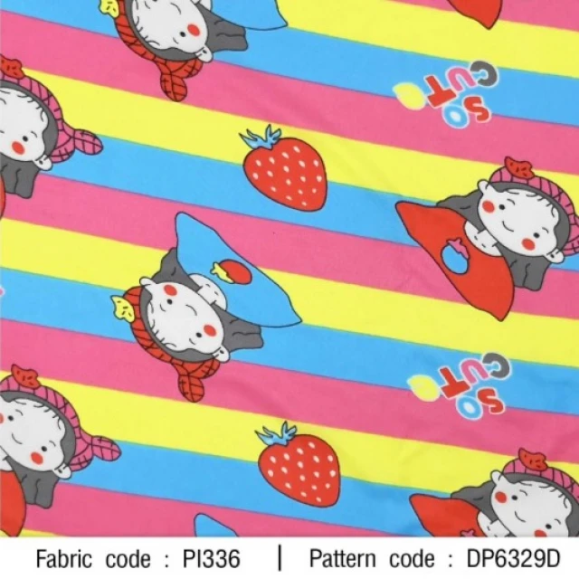 ผ้าพิมพ์ริ้วเด็กผู้หญิง(ชมพูเหลืองฟ้า)