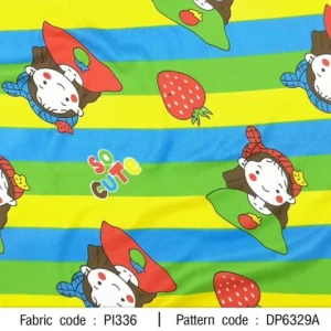 ผ้าพิมพ์ริ้วเด็กผู้หญิง(เหลืองฟ้าเขียว) - primary