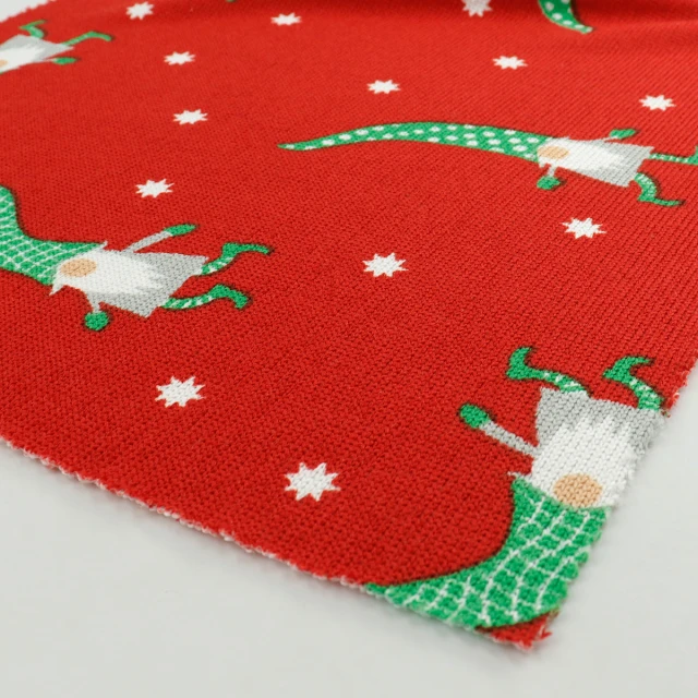 ผ้าพิมพ์ลายซานต้าหมวกยาว(แดง)