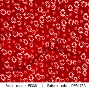 ผ้าพิมพ์ลายดอกขาว(แดง) - primary