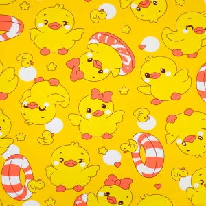 ผ้าพิมพ์ลูกเป็ดผูกโบว์ (เหลือง) - primary