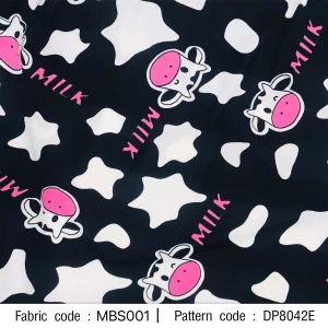 ผ้าพิมพ์วัว Milk(ดำ) - primary