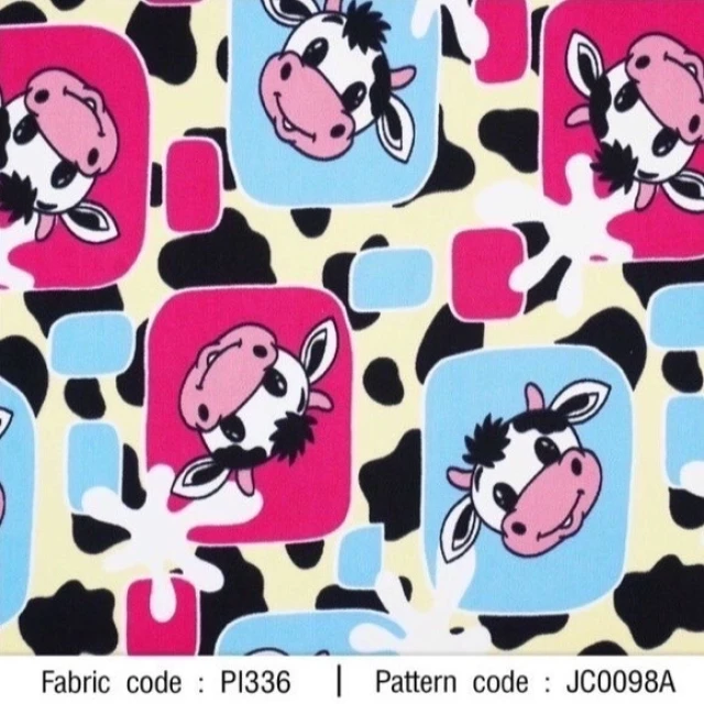 ผ้าพิมพ์วัวสี่เหลี่ยม(เหลืองฟ้า)