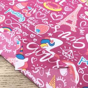 ผ้าพิมพ์สะท้อนน้ำ/Heart Unicon(ชมพู) - secondary