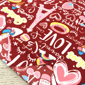 ผ้าพิมพ์สะท้อนน้ำ/Heart Unicon(แดง) - secondary